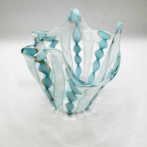Petite Murano Glass Zanfirico Fazzoletto Handkerchief vase, Mid Century 1960s - Picture 3 of 10